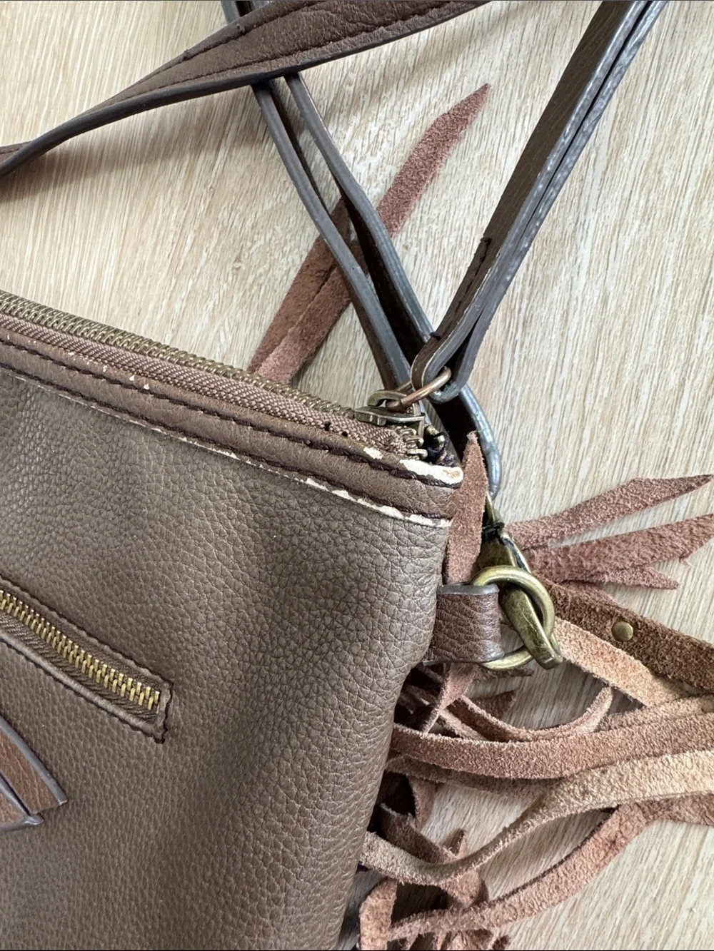 Jessica Simpson Brown Fringe Crossbody Bag